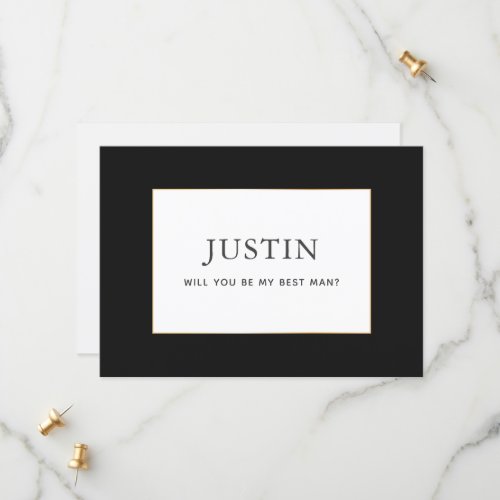 Simple Classic Gold Will You Be My Best Man Card