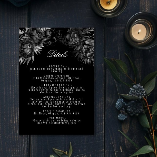 Simple Classic Gothic Black Wedding Details Enclosure Card (Creator Uploaded)