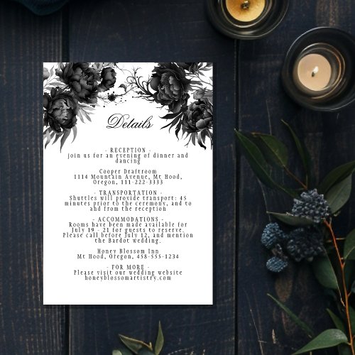 Simple Classic Gothic White Wedding Details Enclosure Card