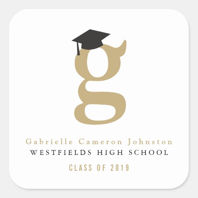 Simple Classic Grad Monogram Graduation Stickers