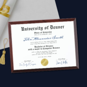 Simple Classic Graduate Diploma Degree Achievement Award Plaque
