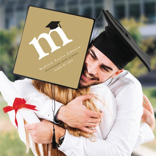 Simple Classic Graduate Monogram Minimalist Modern Graduation Cap Topper (2026 Classic Graduate Monogram Minimalist Modern Graduation Cap Topper @ zazzle.com/color_therapy)