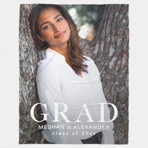 Simple Classic Graduate Photo Fleece Blanket