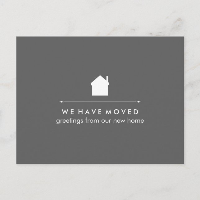 Simple Classic Gray and White House New Address Announcement Postcard (Front)