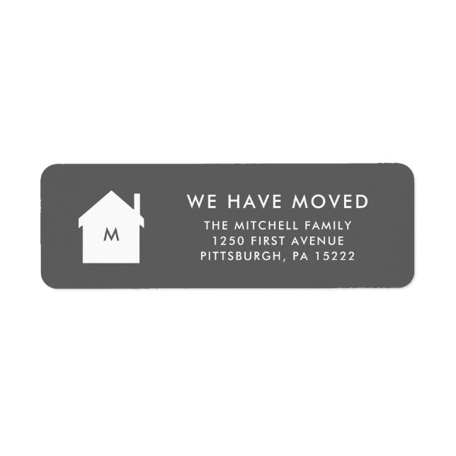 Simple Classic Gray and White House New Address Label (Front)
