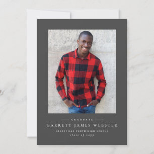 Simple classic gray photo graduation announcement