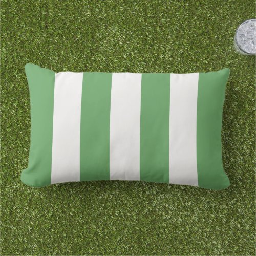Simple Classic Green Cabana Stripes Lumbar Pillow
