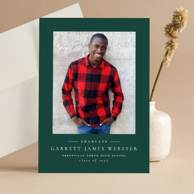 Simple classic green graduation announcement (Creator Uploaded)