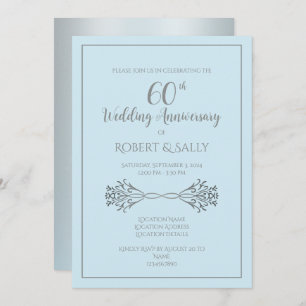 Simple Classic Hand drawn 60th Anniversary Party  Invitation