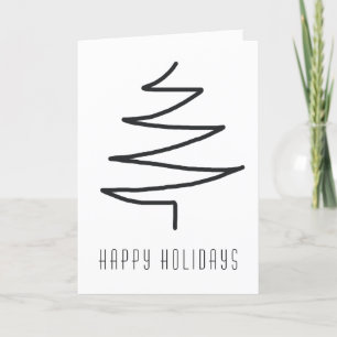 Simple Classic Hand Drawn Abstract Christmas Tree Holiday Card