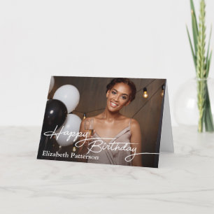 Simple Classic Happy Birthday Photo Card