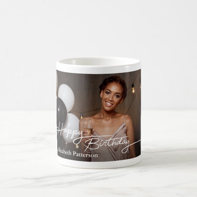 Simple Classic Happy Birthday Photo Coffee Mug (Center)