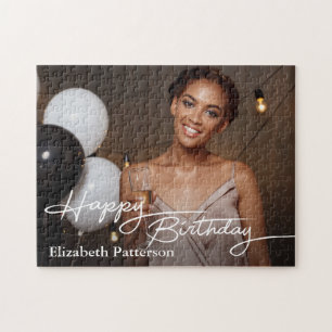 Simple Classic Happy Birthday Photo Jigsaw Puzzle