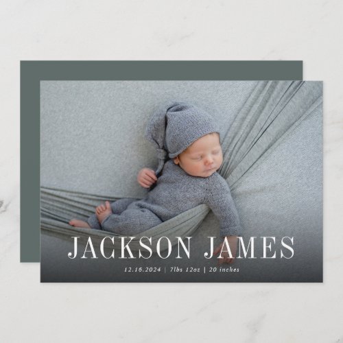 Simple Classic Horizontal Photo Birth Announcement