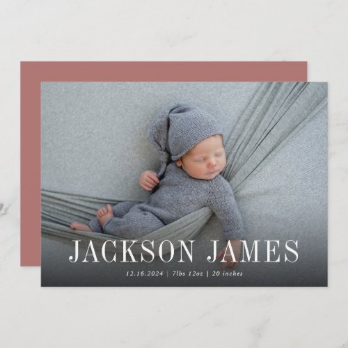 Simple Classic Horizontal Photo Birth Announcement