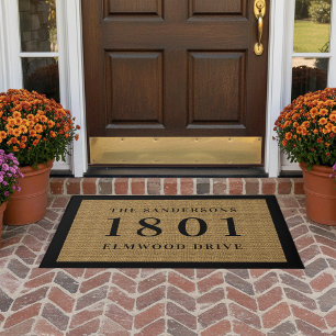 Simple Classic House Number & Address Personalized Doormat