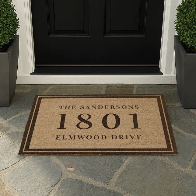 Simple Classic House Number & Address Personalized Fiber Doormat (Creator Uploaded)