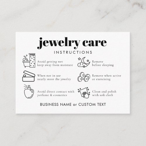 Simple Classic Jewelry Care Thank You Business  Enclosure Card