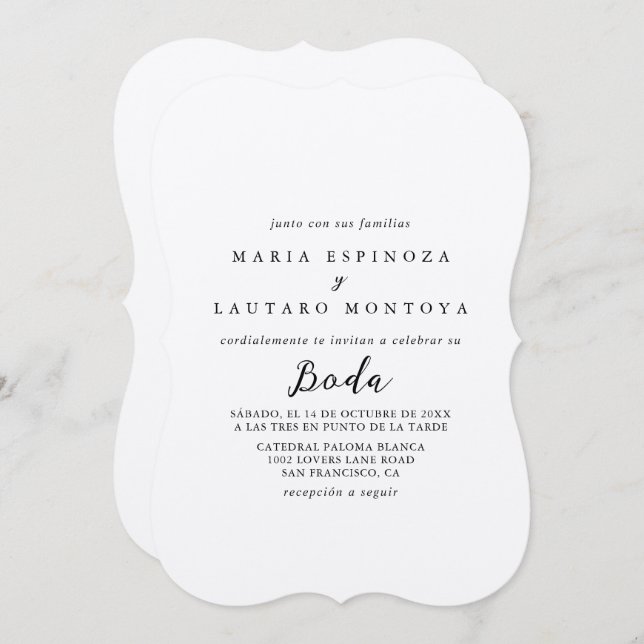 Simple Classic Kraft Spanish Wedding  Invitation (Front/Back)