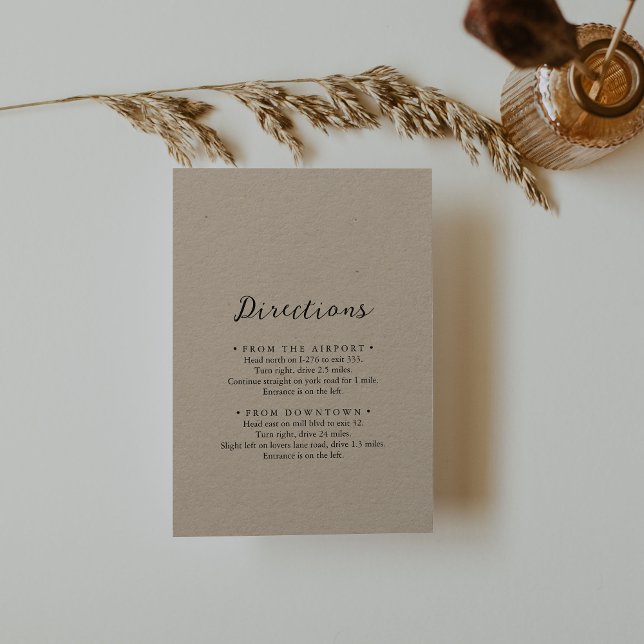 Simple Classic Kraft Wedding Directions  Enclosure Card (Creator Uploaded)