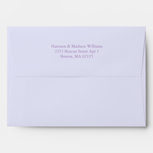 Simple classic lavender lilac custom elegant chic envelope (Back (Top Flap))