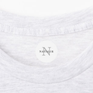 Simple Classic Light Gray Monogram Typography Kids' Labels