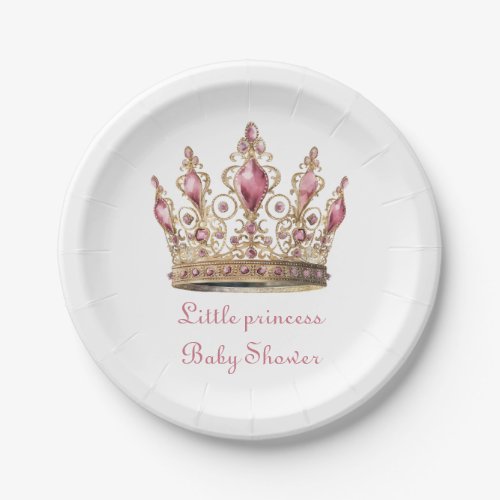 Simple classic little princess baby shower  paper plates