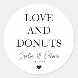 Simple Classic LOVE DONUTS Heart Wedding Favor Round Sticker