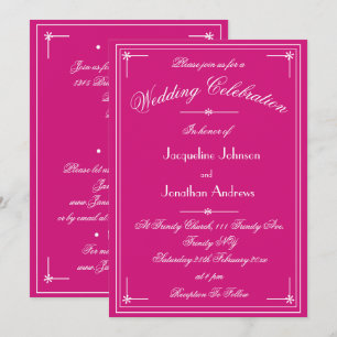 Simple Classic Magenta & White All In One Wedding Invitation