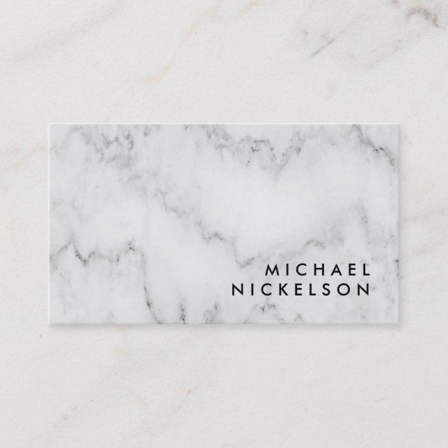 Simple Classic Masculine | Name in Black on Marble Business Card (Front)