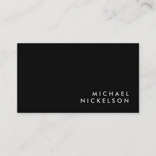 Simple Classic Masculine  Name on Black Business Card