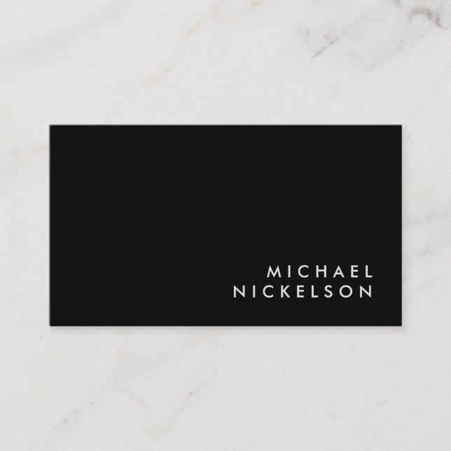 Simple Classic Masculine | Name on Black Business Card (Front)