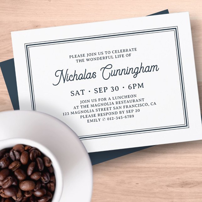 Simple Classic Memorial Celebration Of Life Invitation (Creator Uploaded)