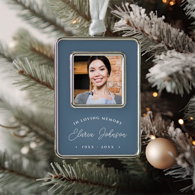 Simple Classic Memorial Photo Christmas Ornament (Creator Uploaded)