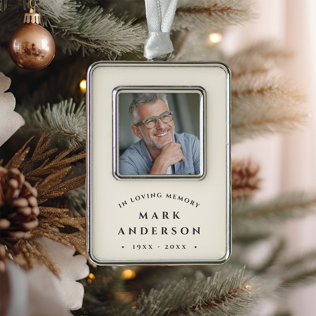 Simple Classic Memorial Photo Christmas Ornament (Creator Uploaded)