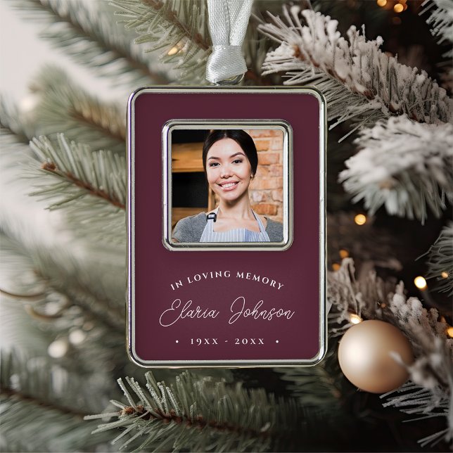 Simple Classic Memorial Photo Christmas Ornament (Creator Uploaded)