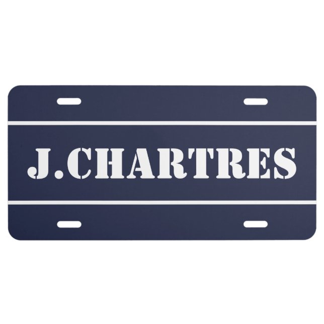 Simple Classic Midnight Blue License Plate (Front)
