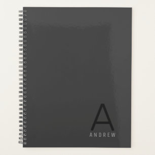 Simple Classic Modern Personalized Name Guys Gray  Planner