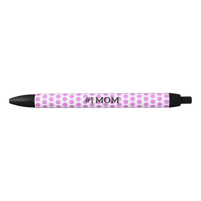 Simple Classic Modern Pink & Black Polka Dots Pen (Front)