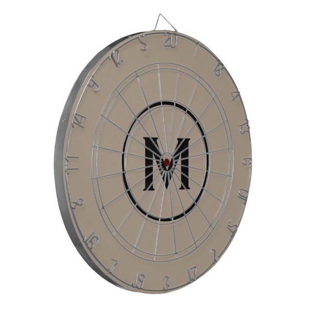 Simple Classic Monogram Black Beige Dart Board (Front Left)