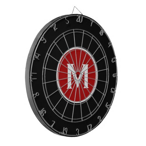 Simple Classic Monogram Black Red Dart Board