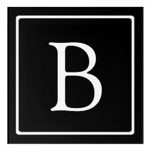 Simple Classic Monogram Black w/ White Text Acrylic Print