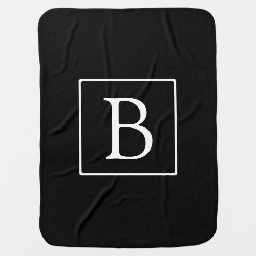 Simple Classic Monogram  Black w White Text Baby Blanket