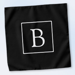 Simple Classic Monogram   Black w/ White Text Bandana