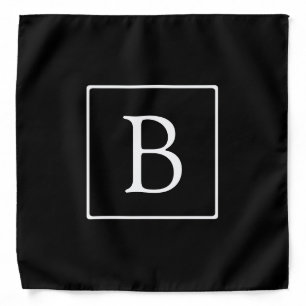 Simple Classic Monogram Black w/ White Text Bandana