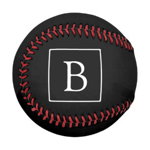 Simple Classic Monogram Black w/ White Text Baseball