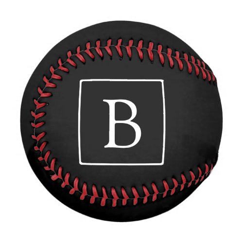Simple Classic Monogram  Black w White Text Baseball