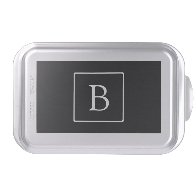 Simple Classic Monogram | Black w/ White Text Cake Pan (Front)