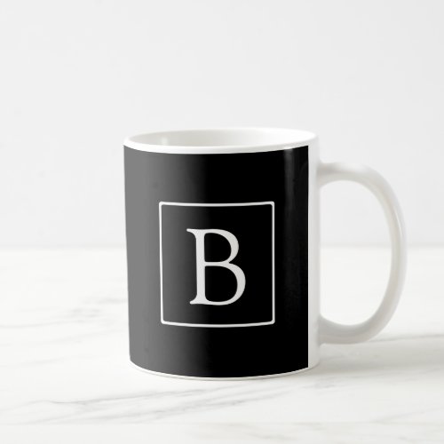 Simple Classic Monogram  Black w White Text Coffee Mug
