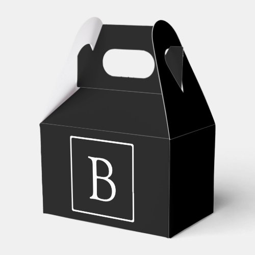 Simple Classic Monogram  Black w White Text Favor Boxes